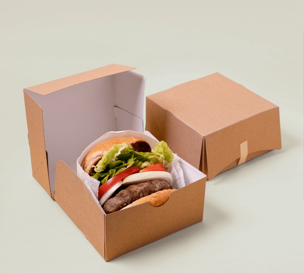 Love Nature Burgerboxen Aus Zuckerrohr – 50 Stück, Ungeteilt, Mikrowellengeeignet, Kompostierbar, Für Imbiss & Party