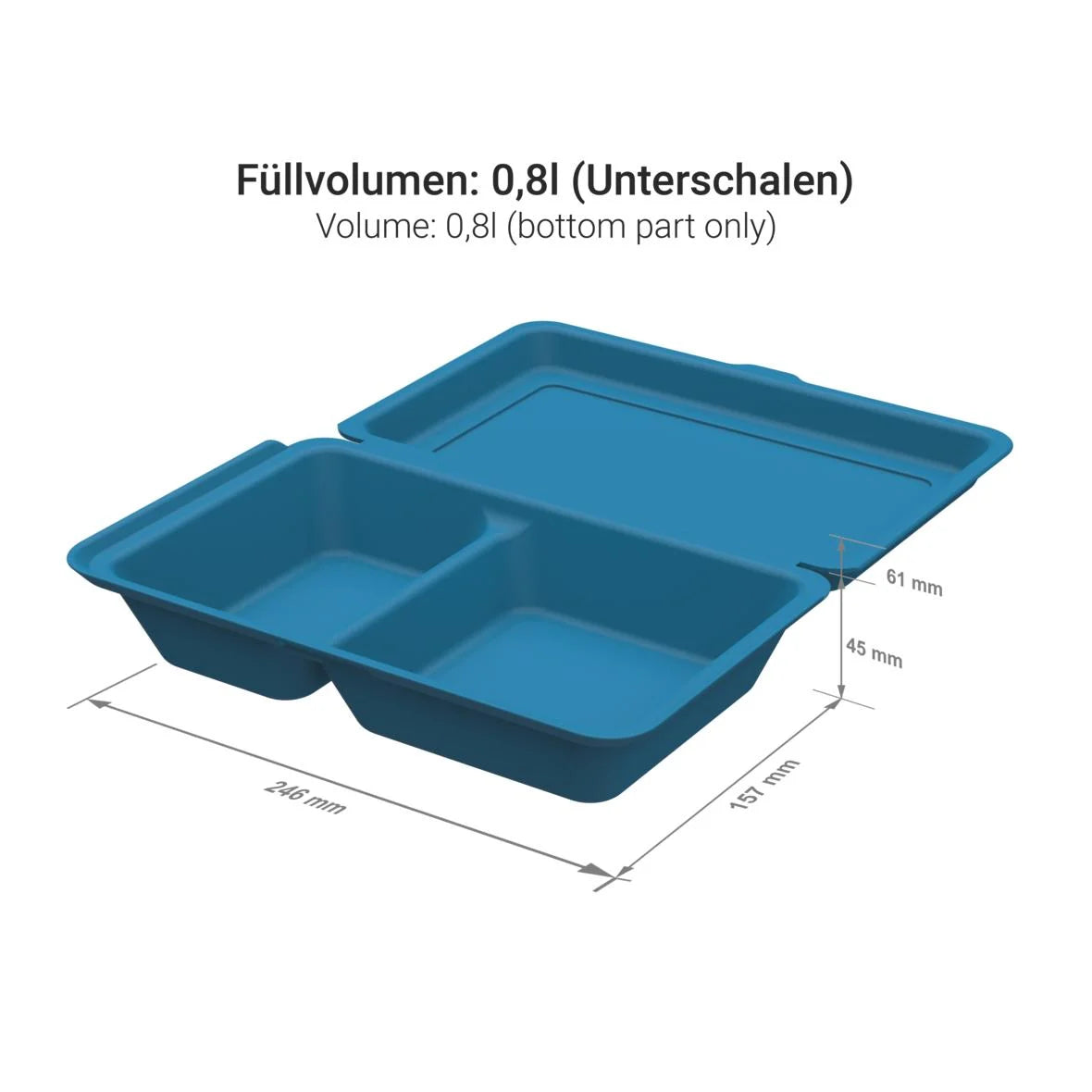Mehrweg-Menüboxen ToGo, medium, 800ml, 2-geteilt - Better-Pack UG