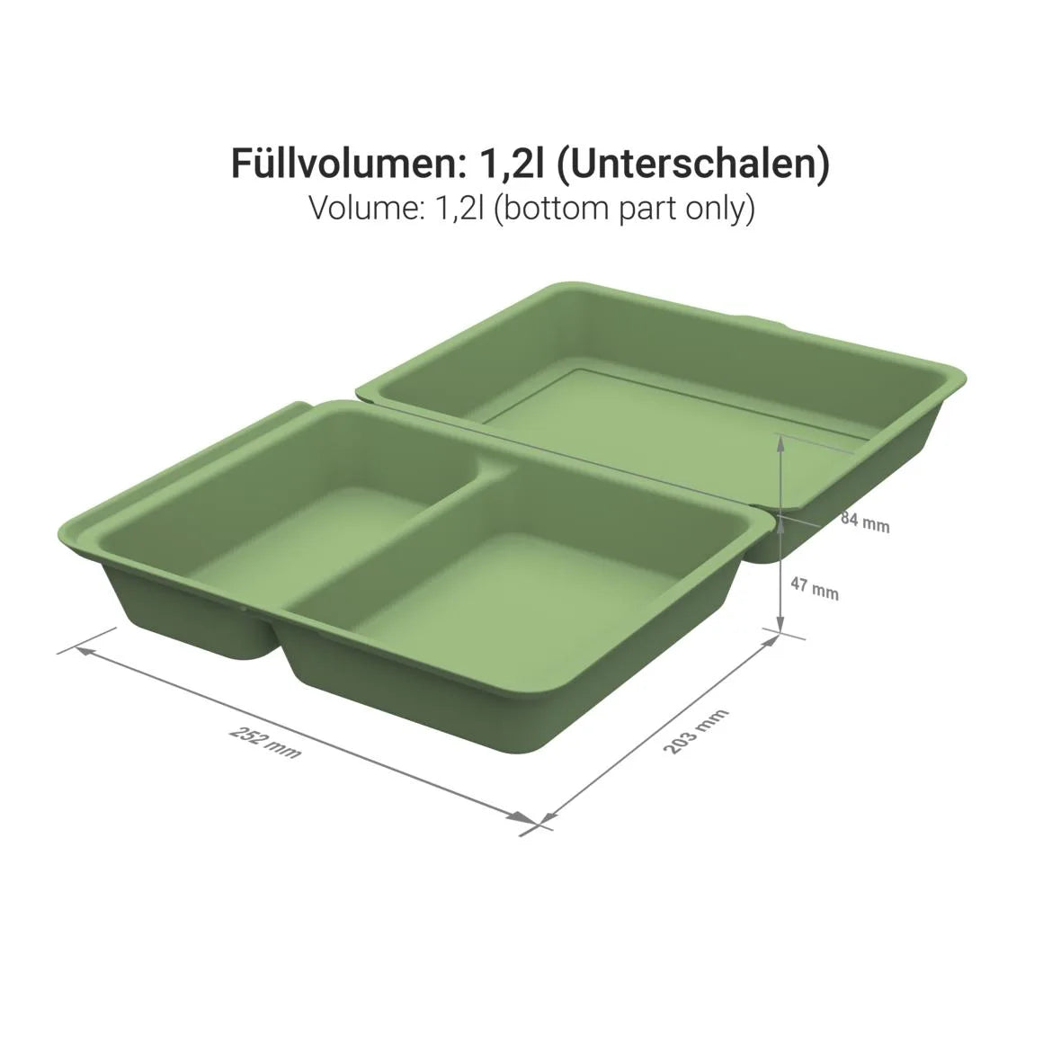 Mehrweg-Menüboxen ToGo, large, 1200ml, 2-geteilt - Better-Pack UG