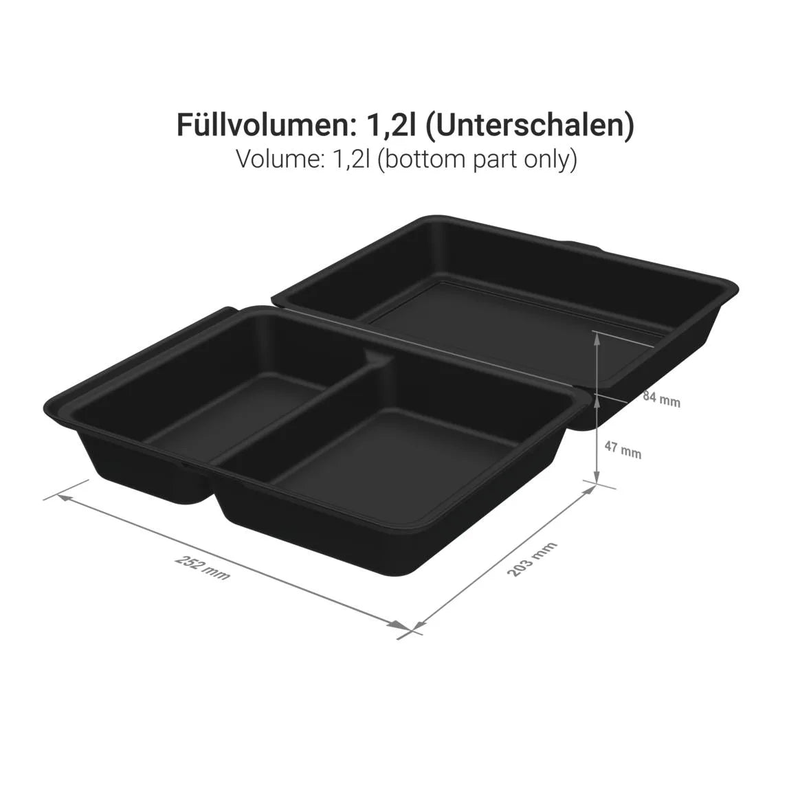 Mehrweg-Menüboxen ToGo, large, 1200ml, 2-geteilt - Better-Pack UG
