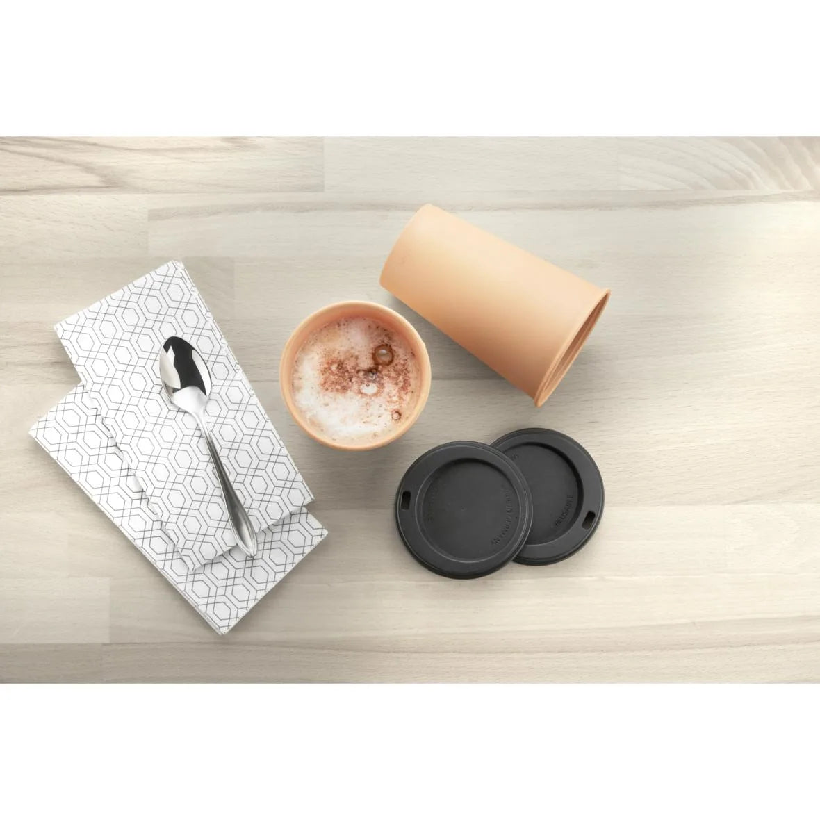 Mehrweg-Kaffeebecher ToGo mit Deckel, PP, 300ml, Ø79x115mm, braun