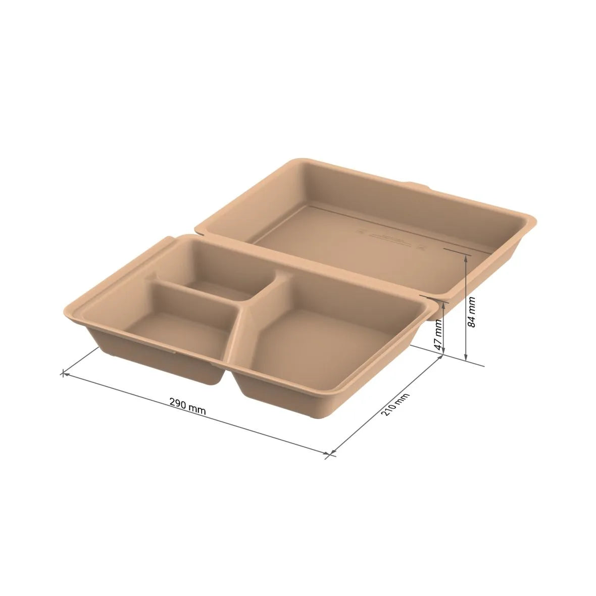 Mehrweg-Menüboxen ToGo, XL, 290x210x84mm, 3-geteilt - Better-Pack UG