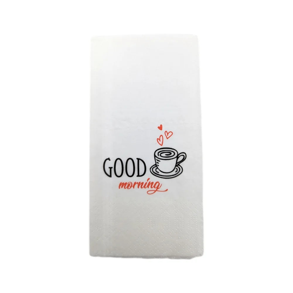 Tissue-Servietten "Guten Morgen", 33x33cm, 2-lagig, 1/8 Buchfalz, weiĂ