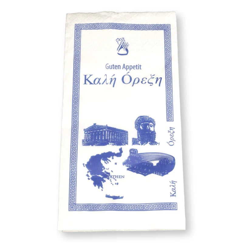 Tissue-Servietten "Ich lerne griechisch", 40x40cm, 2-lagig, 1/8 Buchfalz, weiß - Better-Pack UG