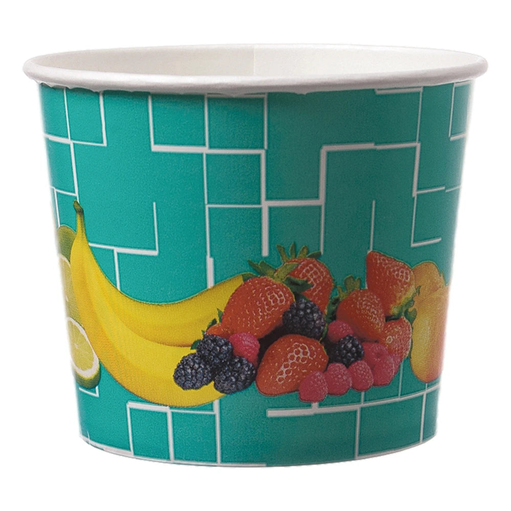 Eisbecher To Go "Früchte", Pappe, türkis