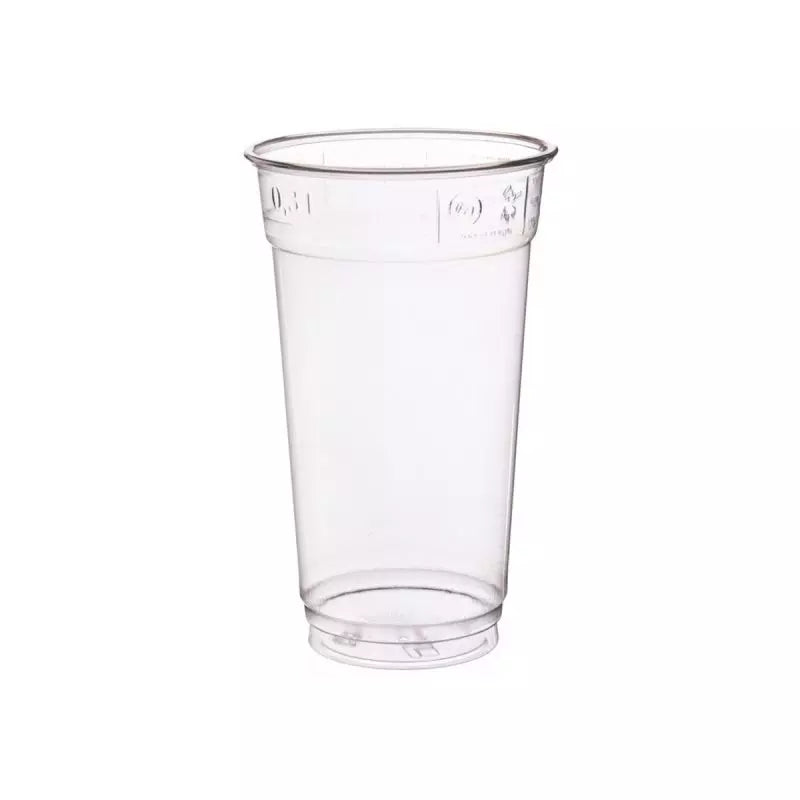 Trinkbecher ToGo mit Eichstrich, rPET, Ø78mm, transparent - 300ml