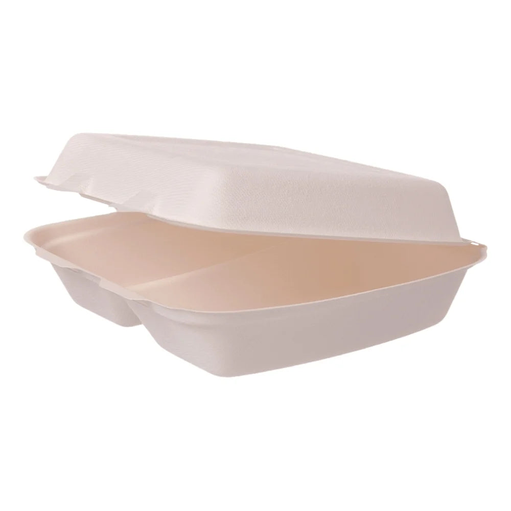 Menüboxen | Bagasse | 244x208x70mm | 2-geteilt | natur