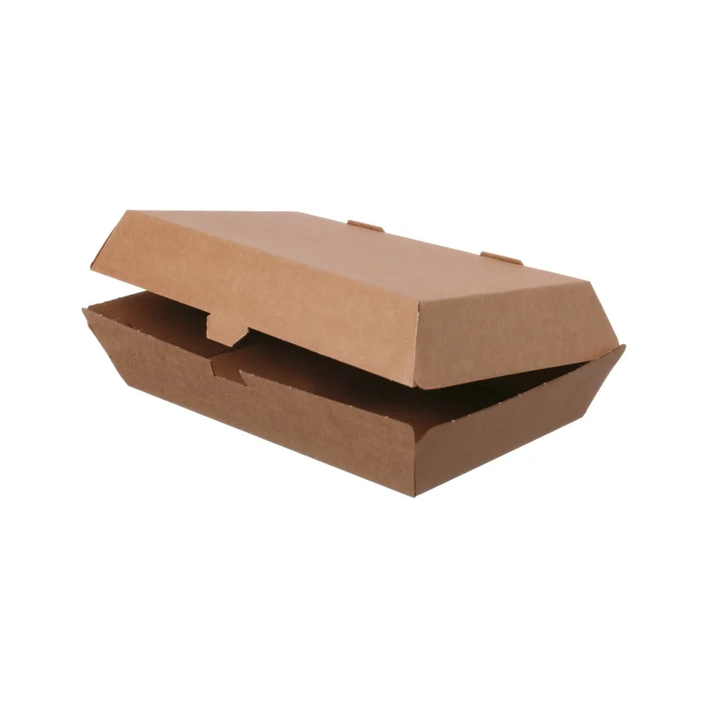Lunch-Box, Wellpappe, unbedruckt, braun - 21,5x12x7,5cm