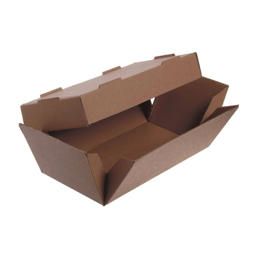 Hamburger-Doppelboxen/Faltboxen, Pappe, 24x12x10cm, braun - Better-Pack UG