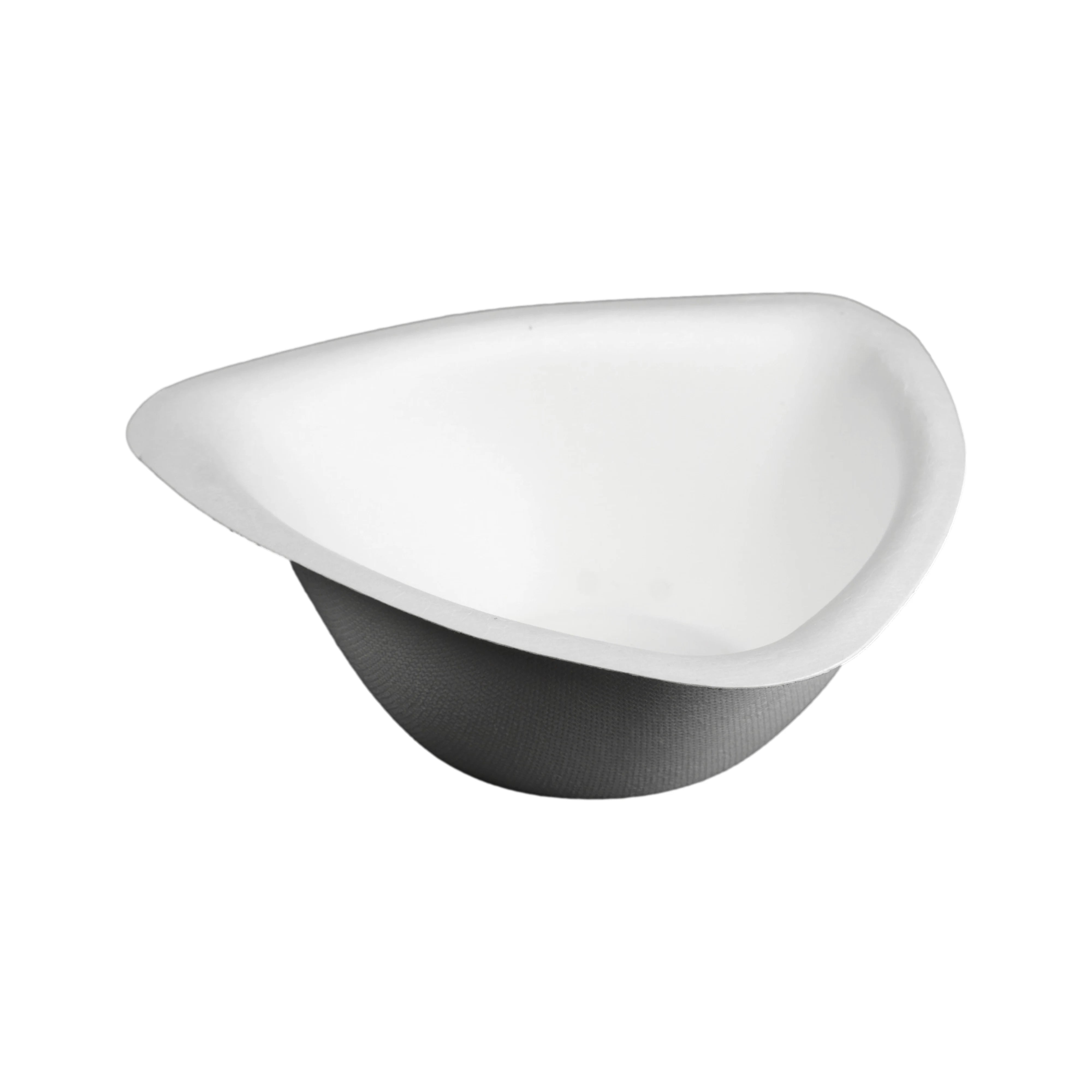 Bagasse-Suppenterrinen, dreieckig, 500ml, Ø18,5x6,7cm, naturweiß - Better-Pack UG