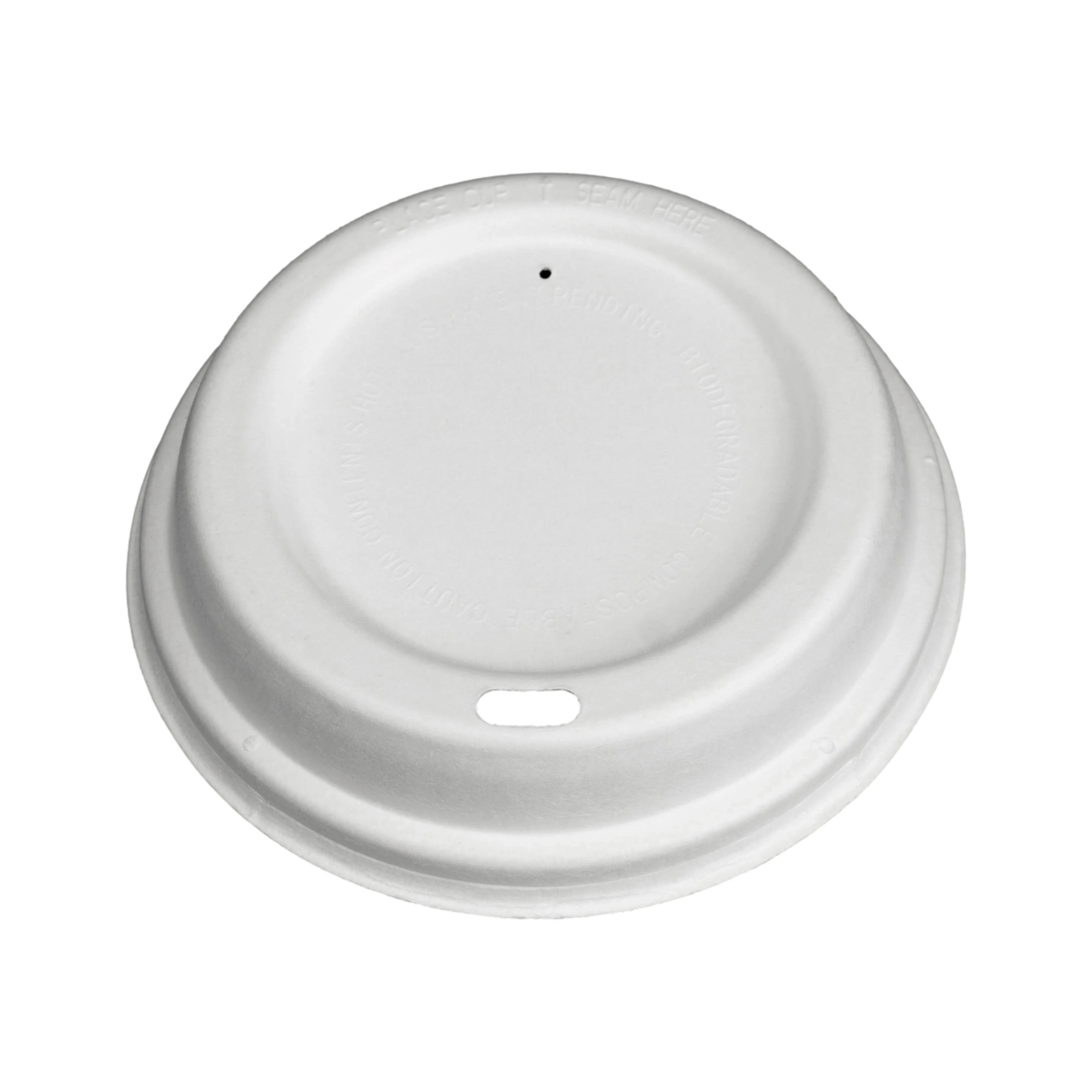 Bagasse-Deckel, mit Trinkloch, für Kaffeebecher, Ø80mm, naturweiß - Better-Pack UG