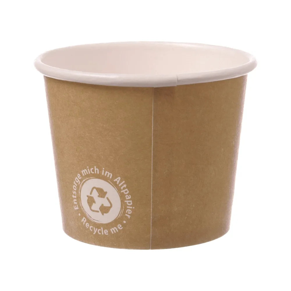 Eisbecher To Go "Recycle Me", 160ml, Pappe, unbedruckt, braun
