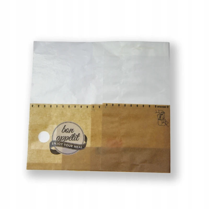 Snack Bag "enjoy your meal", Kraftpapier/Pergamin, fettdicht, braun