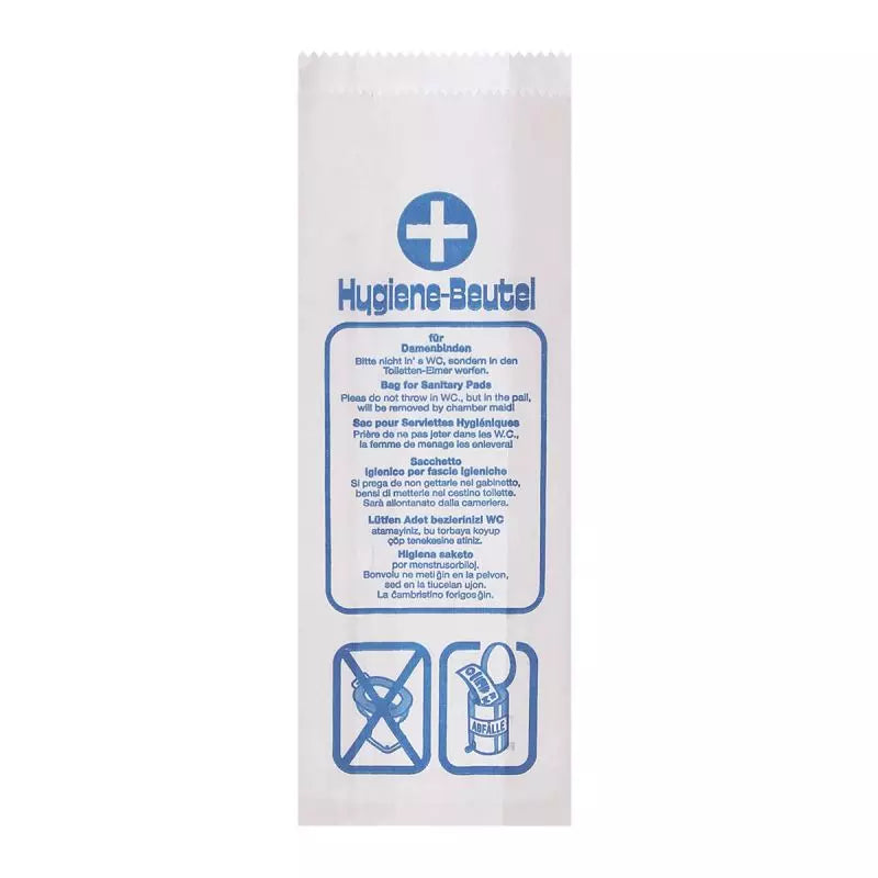 Hygiene-Faltenbeutel, Kraftpapier, 12+4x28cm, Neutraldruck, weiß - Better-Pack UG