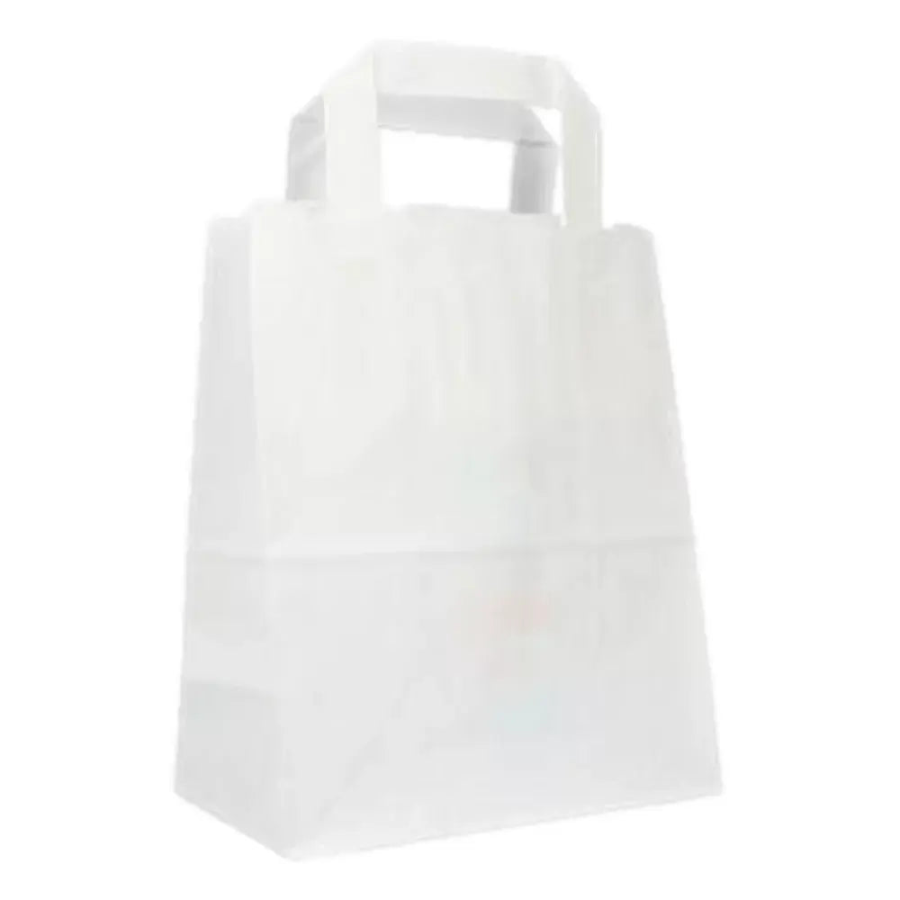 Papier-Tragetaschen, Kraftpapier, Innenhenkel, 22+10x28cm, 70g/m², weiß - Better-Pack UG