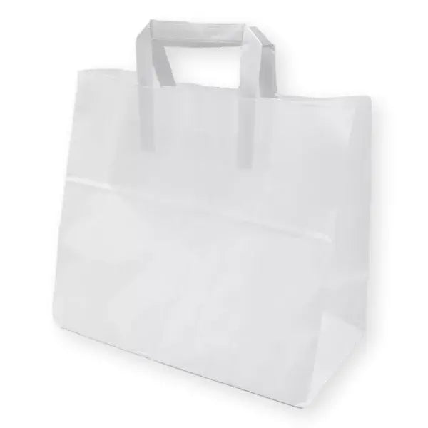 Papier-Tragetaschen, Kraftpapier, Innenhenkel, 32+17x27cm, 80g/m², weiß - Better-Pack UG