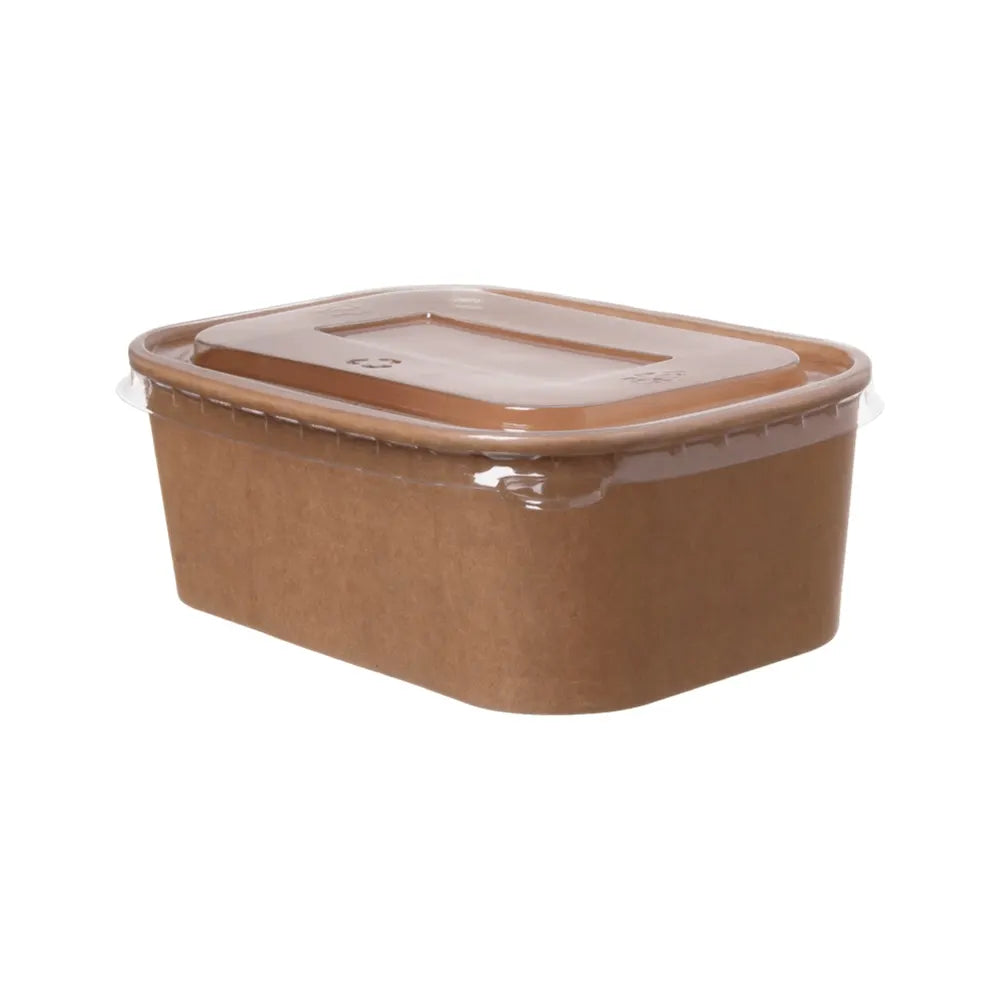 Salatschale To Go "PE" aus Pappe in braun (750ml), mit rPET-Deckel