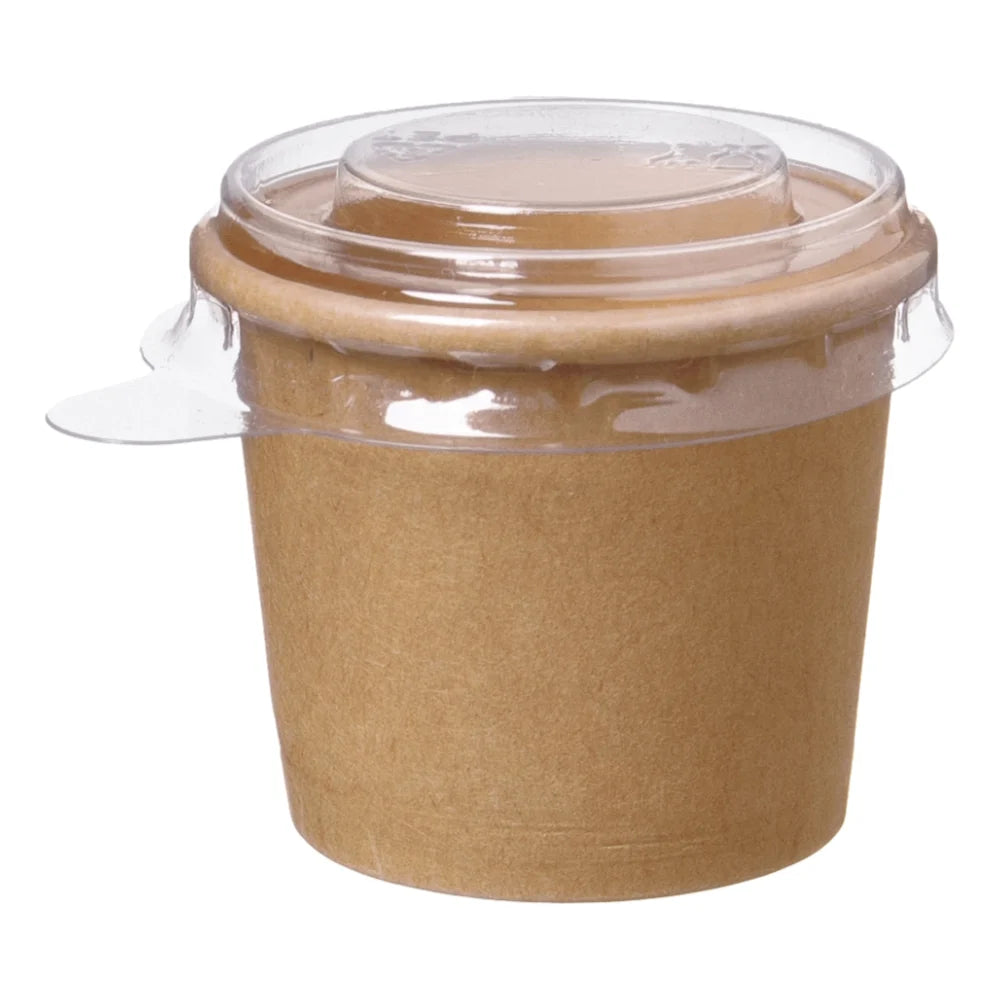 Dressingbecher mit Deckel, Pappe/PET, braun/transparent - 30ml