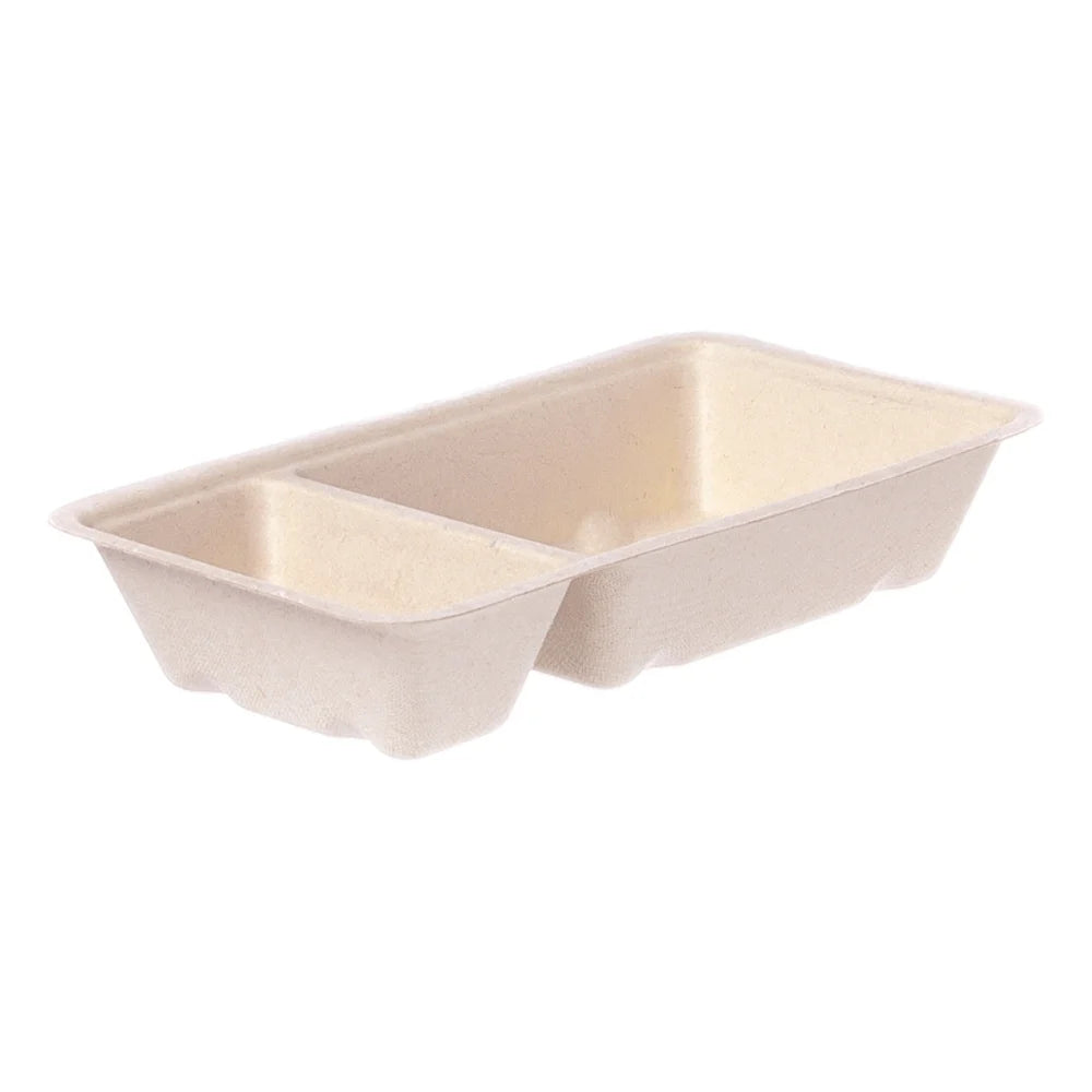 Snackschalen ToGo, Bagasse, 2-geteilt, natur - A23 | 169x93x32mm