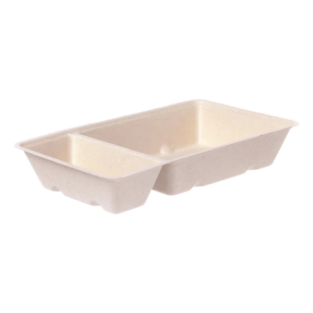 Snackschalen ToGo, Bagasse, 2-geteilt, natur - A20 | 205x118x34mm