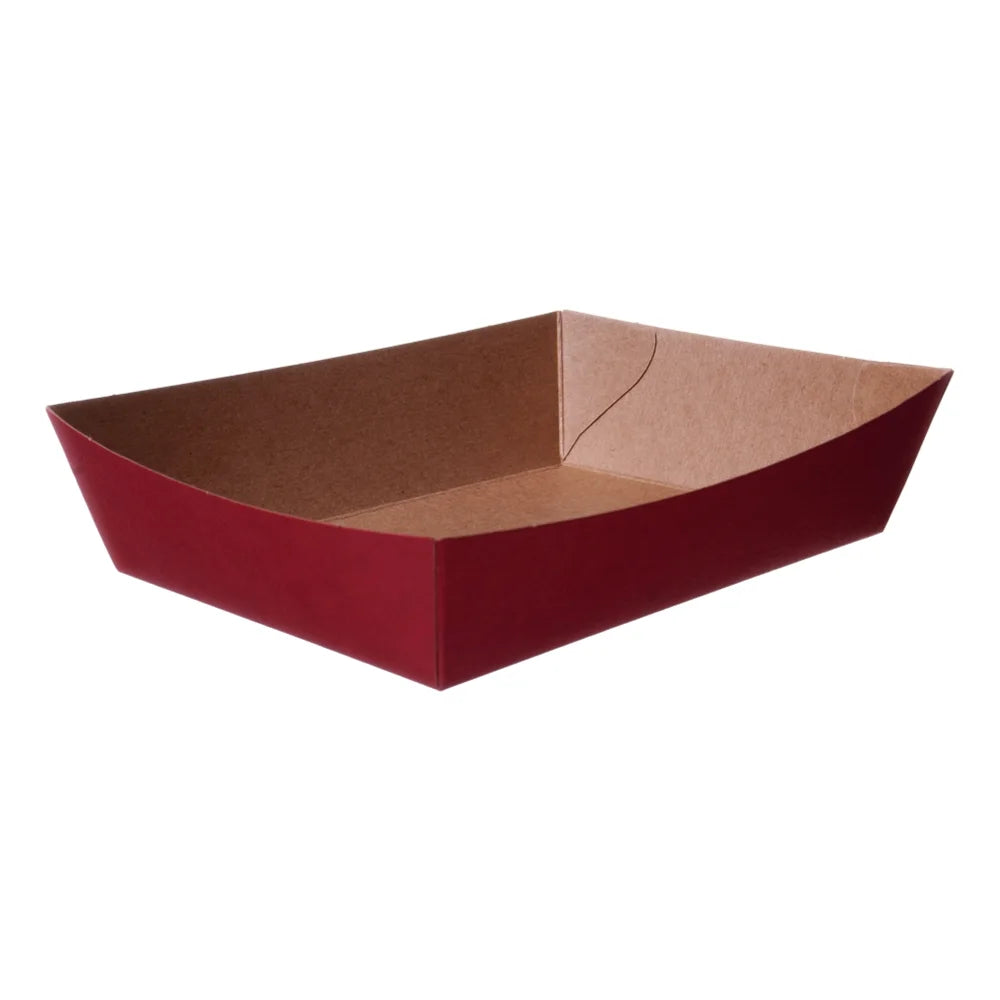 Gebäckschale, Papier, 130x90x35mm, rot/braun