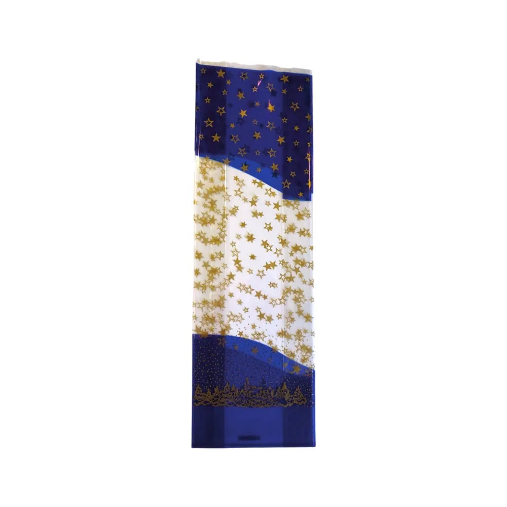 Stollenbeutel "Winderlandschaft", PP, unbedruckt, blau/gold