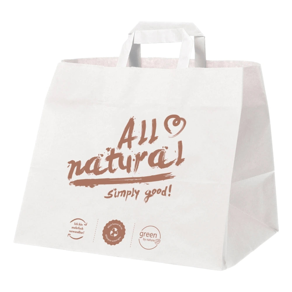 Papiertragetaschen "All Natural", 32+22x26cm, weiß