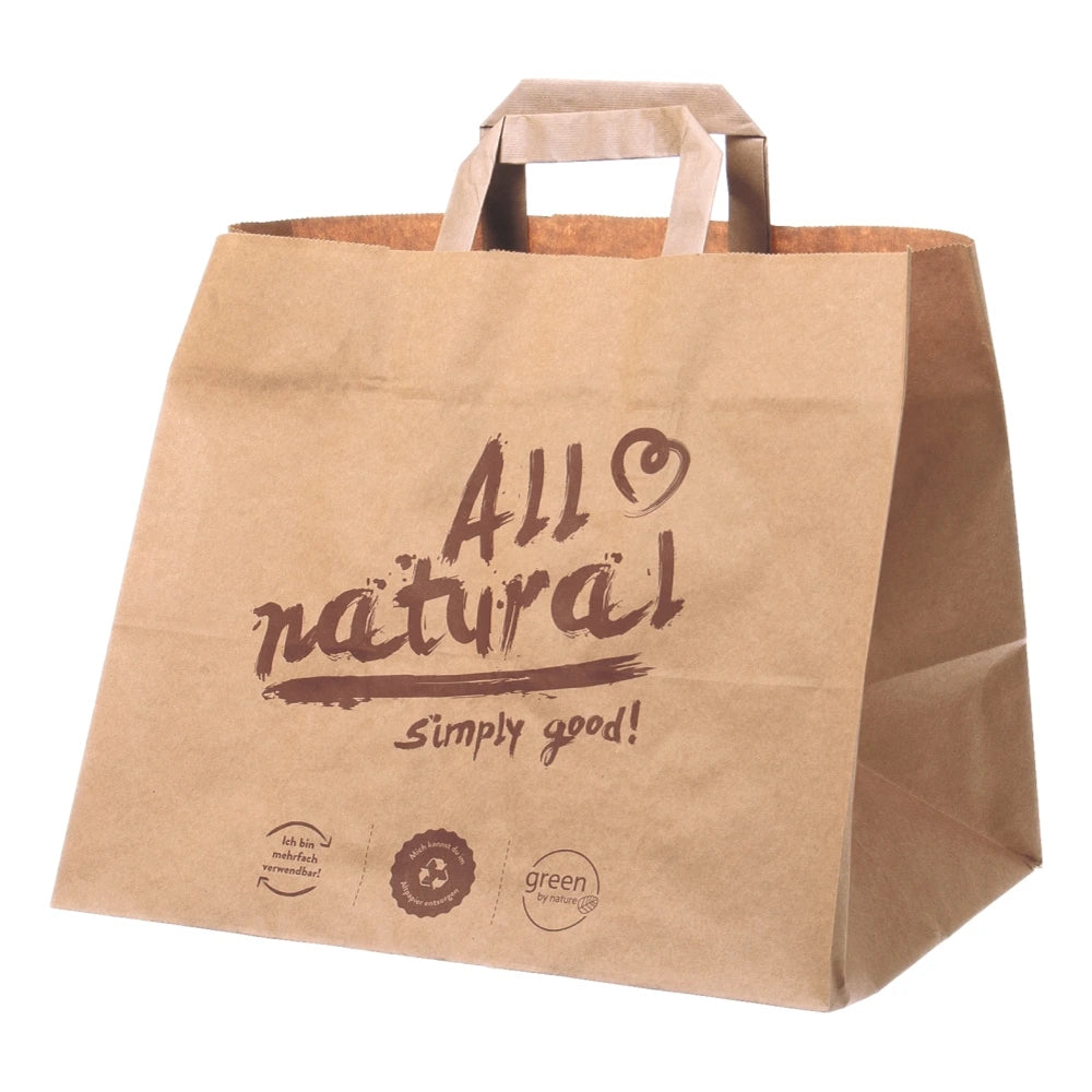 Papiertragetaschen "All Natural", 32+22x26cm, braun