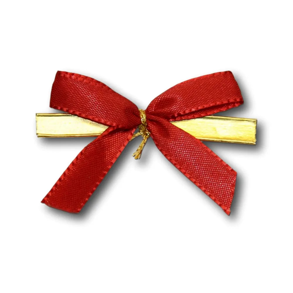 U-Clips/Verschlussclips/Beutelverschluss, gold mit roter Schleife