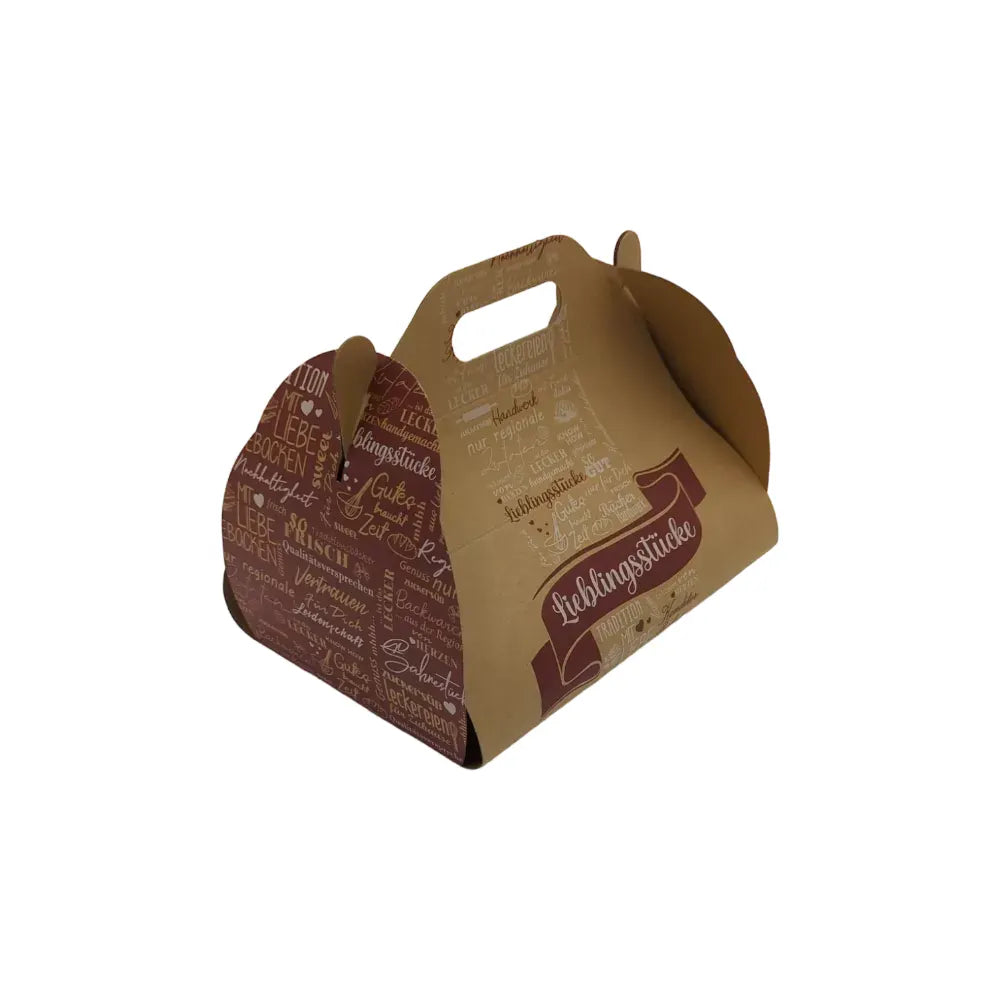 Kuchen-Tragekarton, Papier, FSC, 215x135x105mm, Neutraldruck, braun - Better-Pack UG