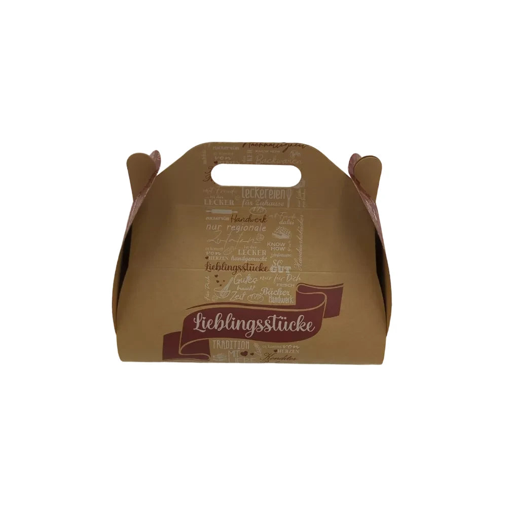 Kuchen-Tragekarton, Papier, FSC, 215x135x105mm, Neutraldruck, braun - Better-Pack UG