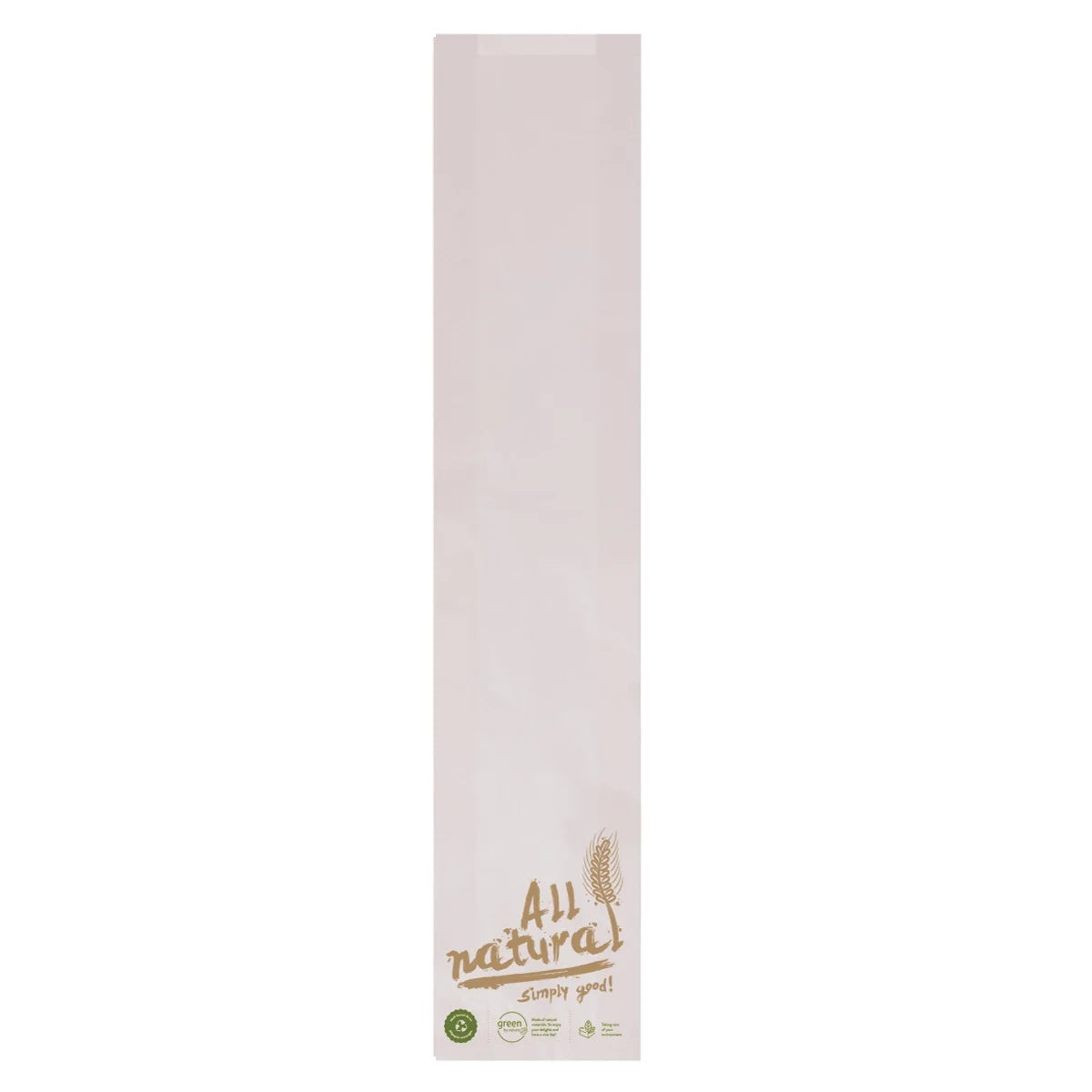 Baguette-Beutel "All natural", 12+5x58cm, Neutraldruck, weiß - Better-Pack UG
