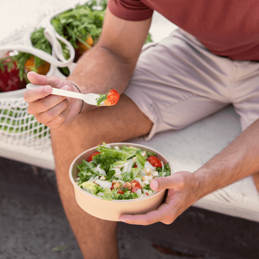 Einweg Salatschalen mit Deckel aus Recyceltem Plastik (rPET)