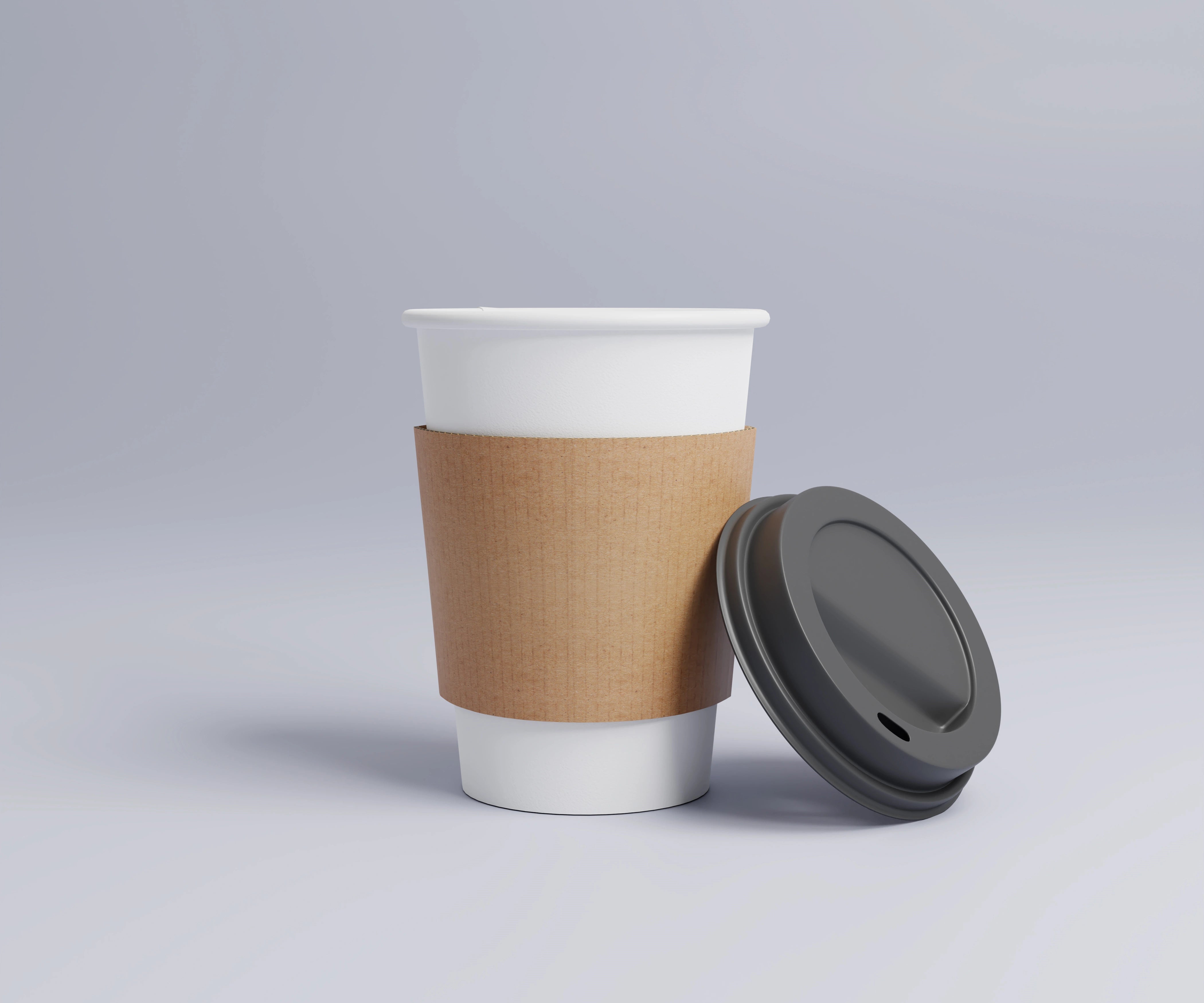 Kaffeebecher mit Papp-Bechermanschette.