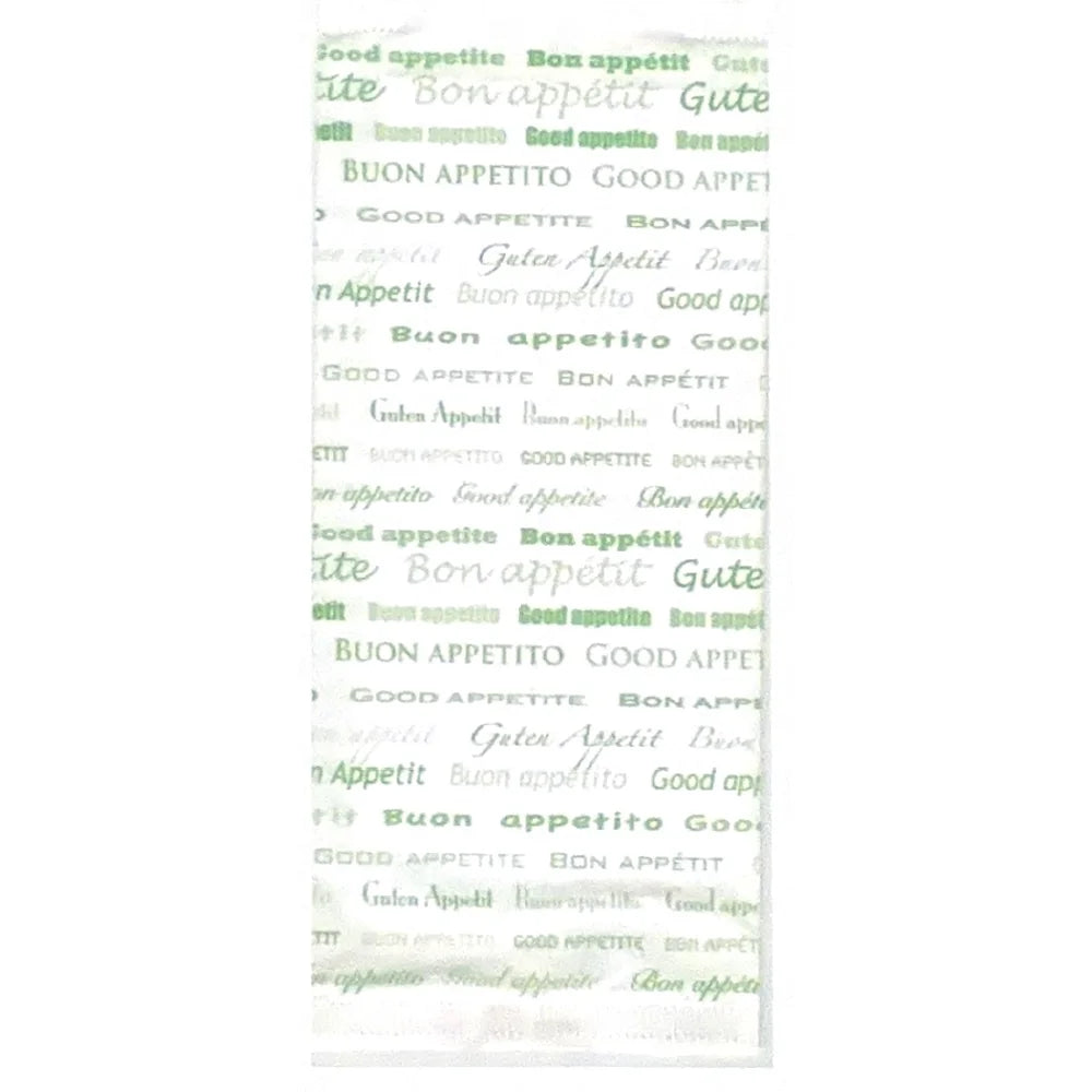 Bestecktaschen "Guten Appetit", Papier, grün/weiß