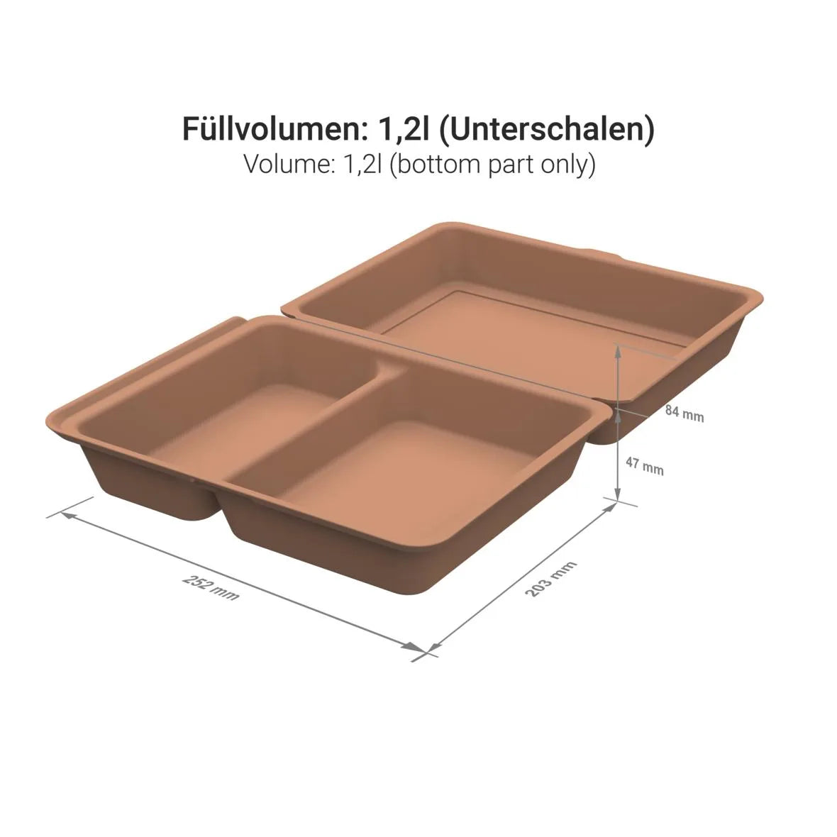 Mehrweg-Menüboxen ToGo, large, 1200ml, 2-geteilt