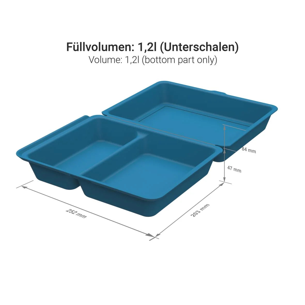 Mehrweg-Menüboxen ToGo, large, 1200ml, 2-geteilt