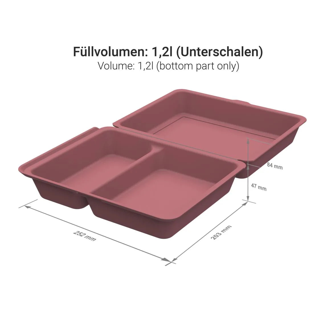 Mehrweg-Menüboxen ToGo, large, 1200ml, 2-geteilt