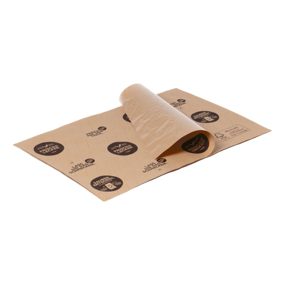 Frischpack, Einschlagpapier "Frisch und Lecker", mit trennbarer Folie, braun