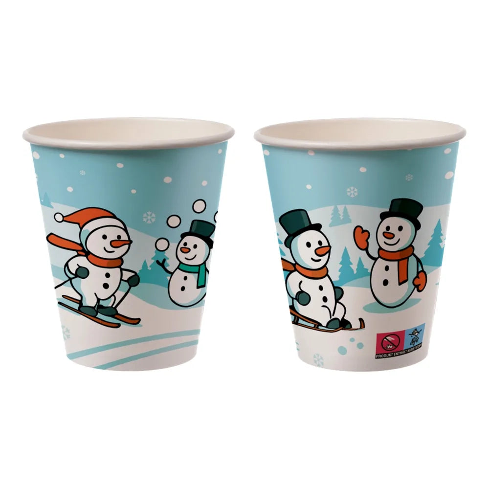Glühweinbecher „Schneemann“, Pappe, 200ml, Ø80mm