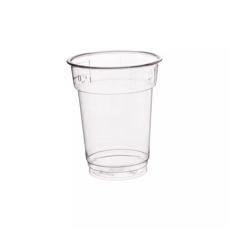 Trinkbecher ToGo mit Eichstrich, rPET, Ø78mm, transparent - 200ml