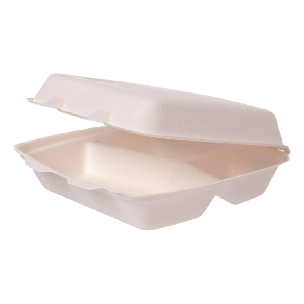 Menüboxen | Bagasse | 244x208x70mm | 3-geteilt | natur