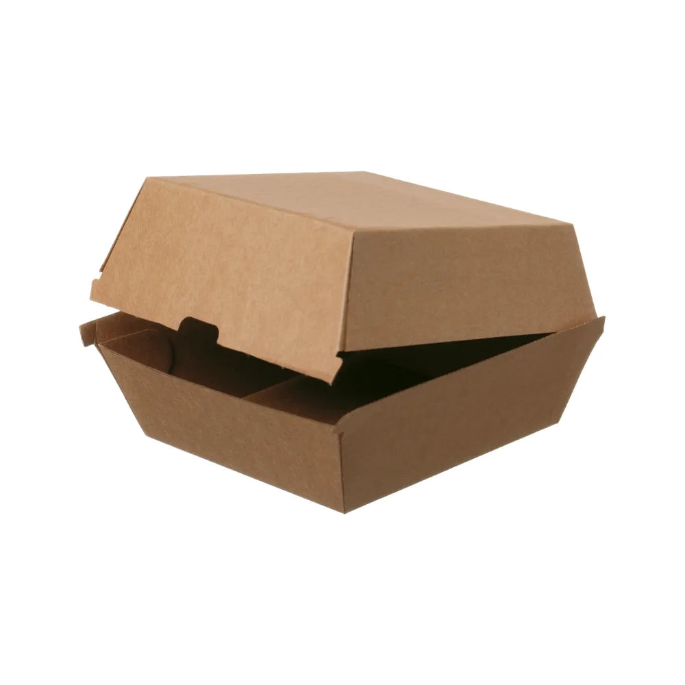 Burger-Box, Wellpappe, unbedruckt, braun - 13x13x9cm