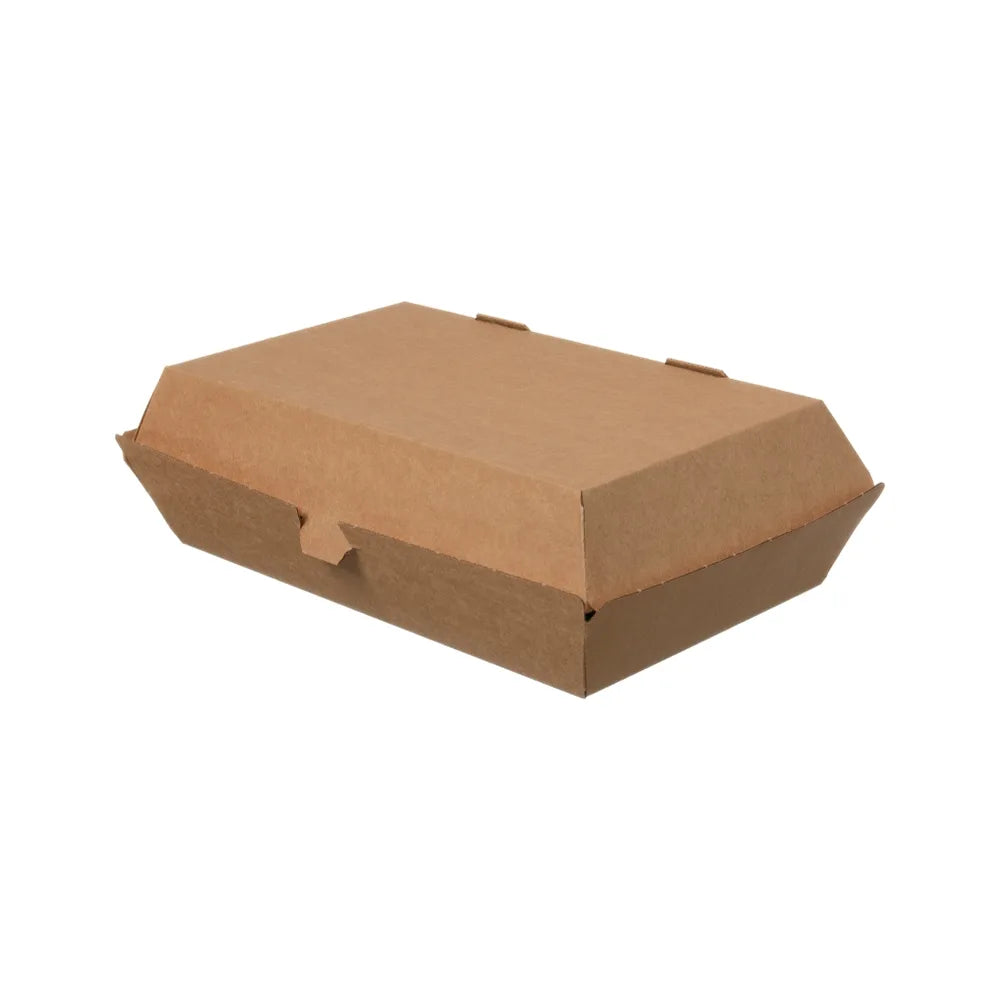 Lunch-Box, Wellpappe, unbedruckt, braun - 21,5x12x7,5cm