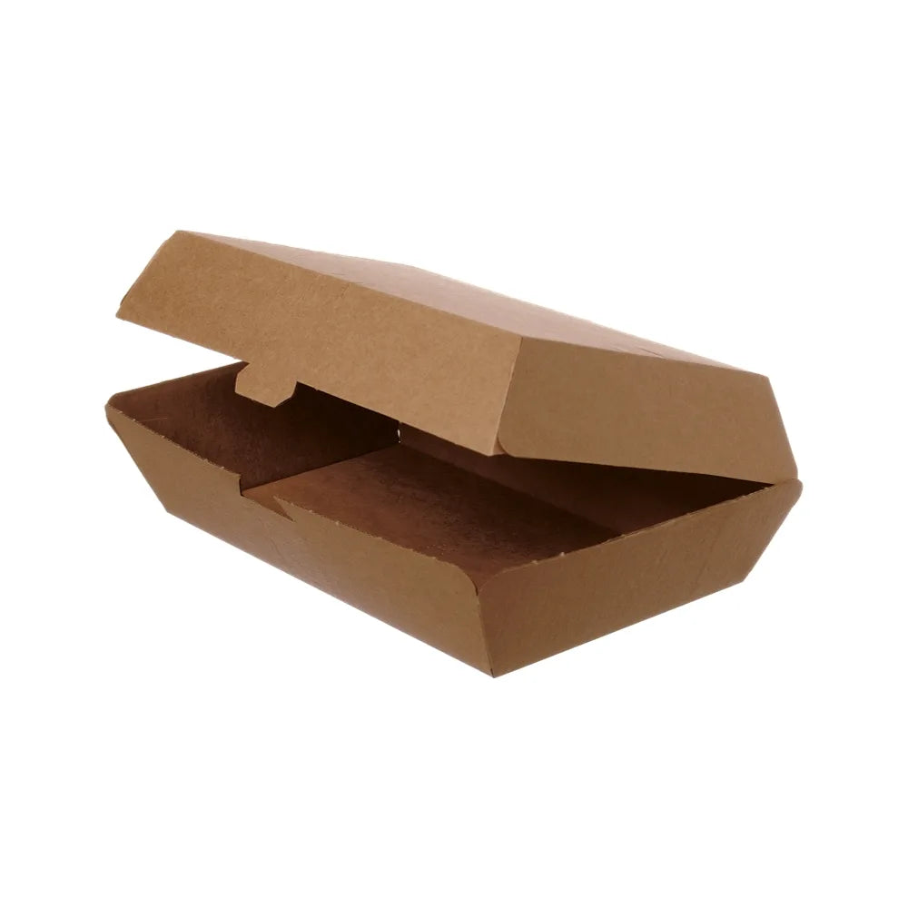 Lunch-Box, Wellpappe, unbedruckt, braun - 19x11x7cm