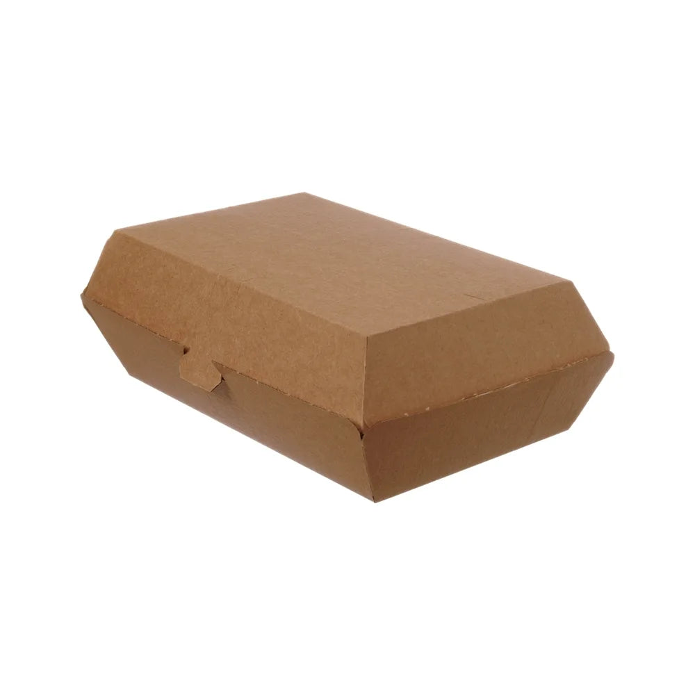 Lunch-Box, Wellpappe, unbedruckt, braun - 19x11x7cm