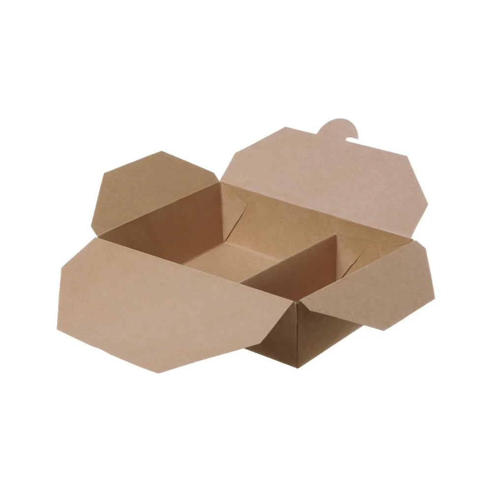 Menübox offen, 2-geteilt, 2000ml, Papier, braun