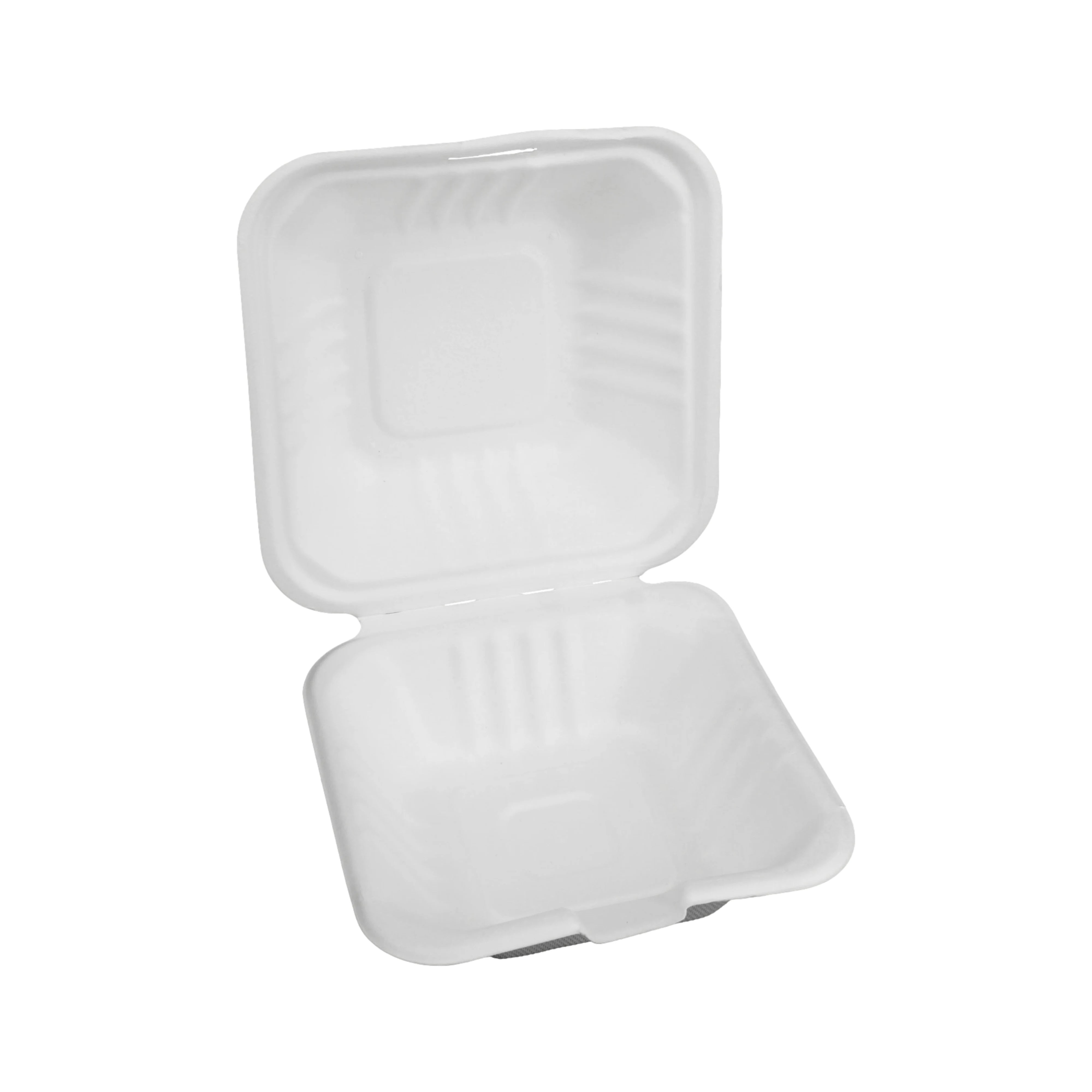 Hamburger-Boxen, Bagasse, 15,4x14,7x8,2cm, natur (9,5x9,5cm Bodenmaß)