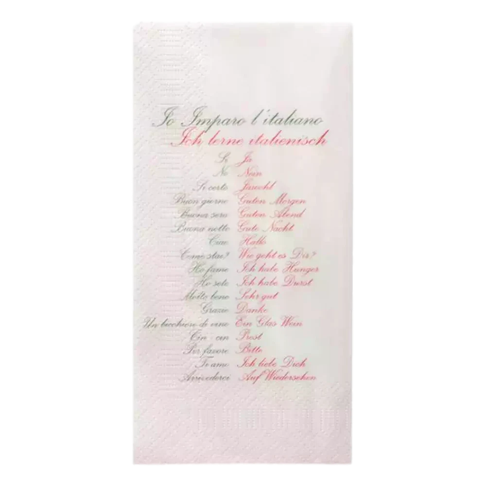 Tissue-Serviette "Ich lerne italienisch", 40x40cm, 2-lagig, 1/8 Falz, weiß - hinten