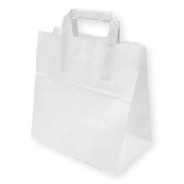 Papier-Tragetaschen, Kraftpapier, Innenhenkel, 26+17x25cm, 70g/m², weiß